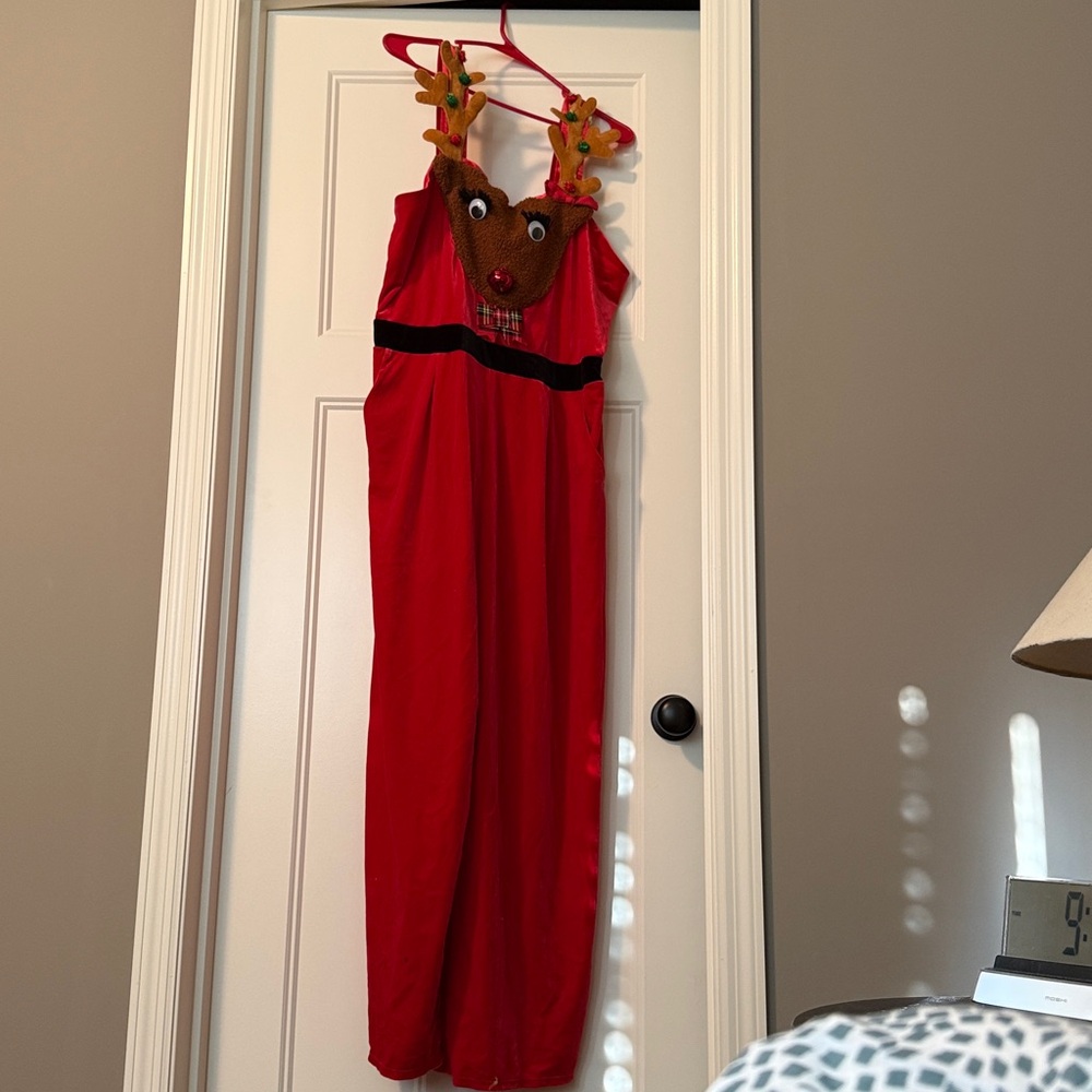 Red Reindeer Holiday Jumpsuit